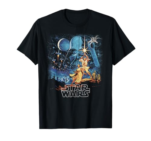 スターウォーズ A New Hope 色あせたビンテージレトロポスター Disney+ Tシャツ | Amazon